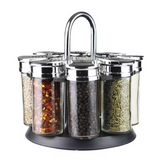 8 Spice Glass Jars with Dual Flip Lid & Rotating Stand EasyLife Best Selling